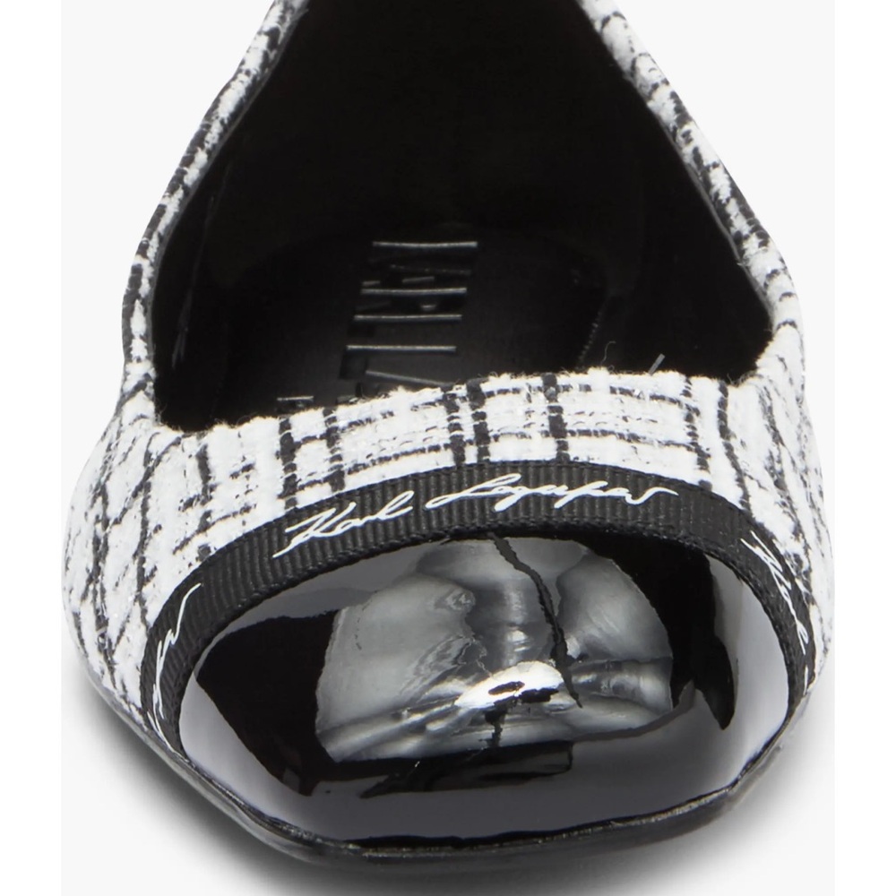 Karl Lagerfeld Zofia Ballet Flats in Black and White NWT - Picture 3 of 6